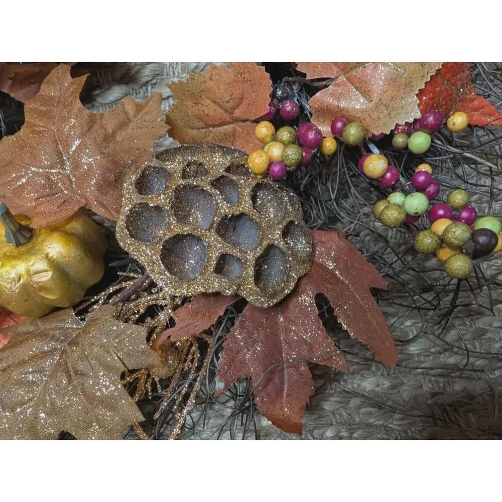 Autumn Fall WreathThanksgiving Halloween Front Door Decor Harvest Pumpkin 23